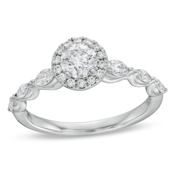 1 CT. T.w. Multi-Diamond Framed Engagement Ring in 14K White Gold