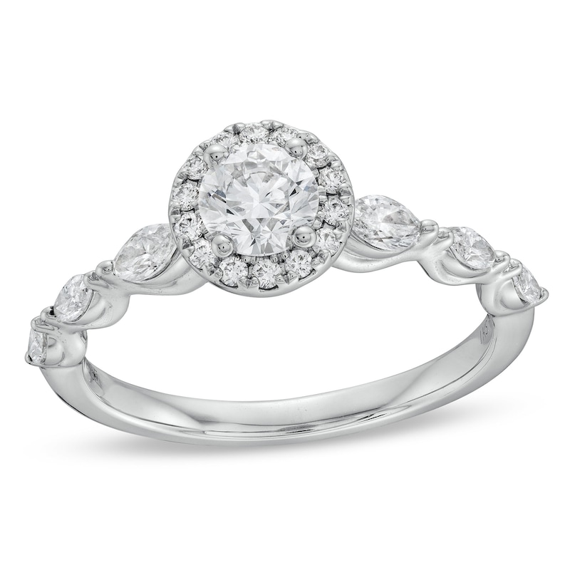 Main Image 1 of 1 CT. T.W. Multi-Diamond Framed Engagement Ring in 14K White Gold