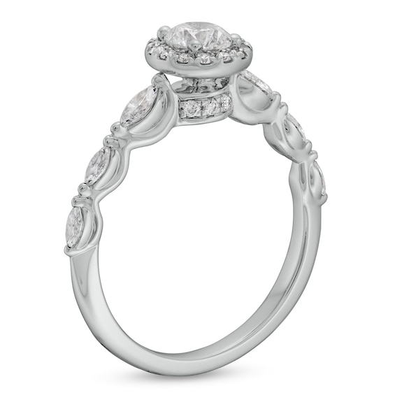 1 CT. T.w. Multi-Diamond Framed Engagement Ring in 14K White Gold