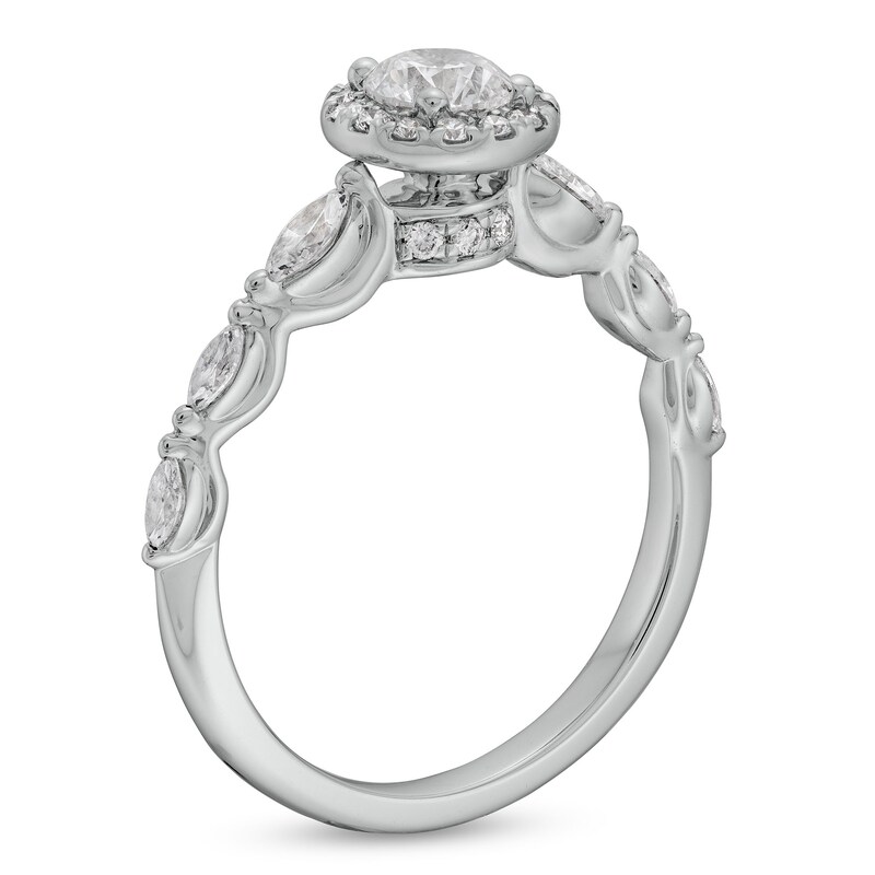 Main Image 3 of 1 CT. T.W. Multi-Diamond Framed Engagement Ring in 14K White Gold