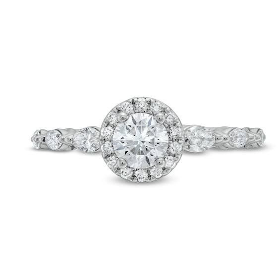 1 CT. T.w. Multi-Diamond Framed Engagement Ring in 14K White Gold