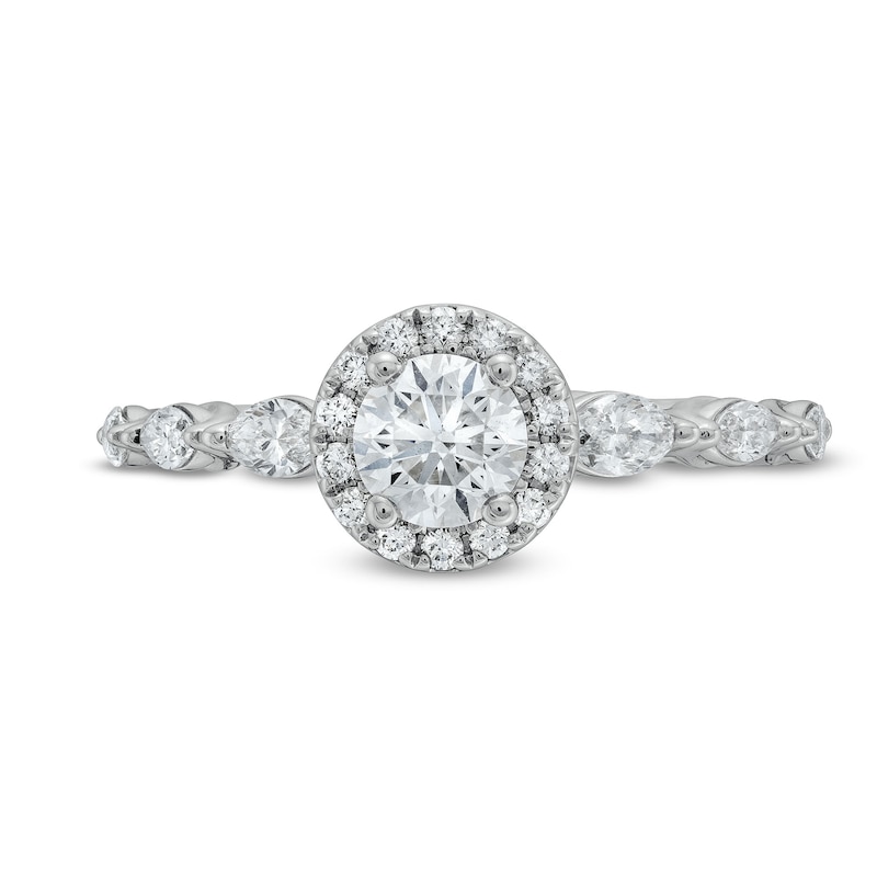 Main Image 4 of 1 CT. T.W. Multi-Diamond Framed Engagement Ring in 14K White Gold