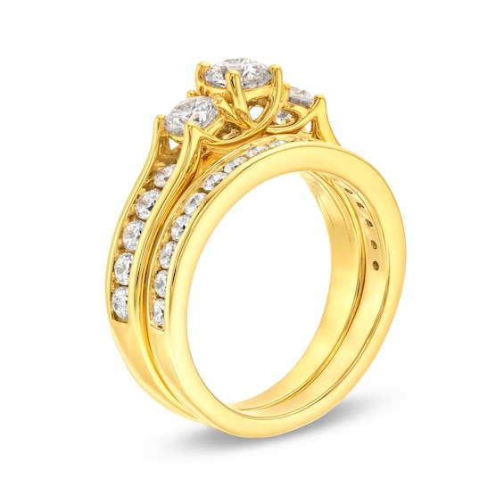 2 CT. T.w. Diamond Past Present FutureÂ® Three Stone Bridal Set in 14K Gold