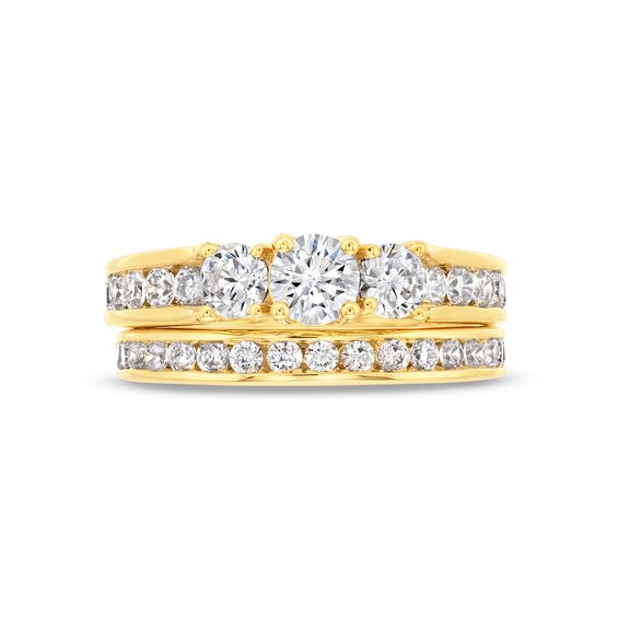2 CT. T.w. Diamond Past Present FutureÂ® Three Stone Bridal Set in 14K Gold