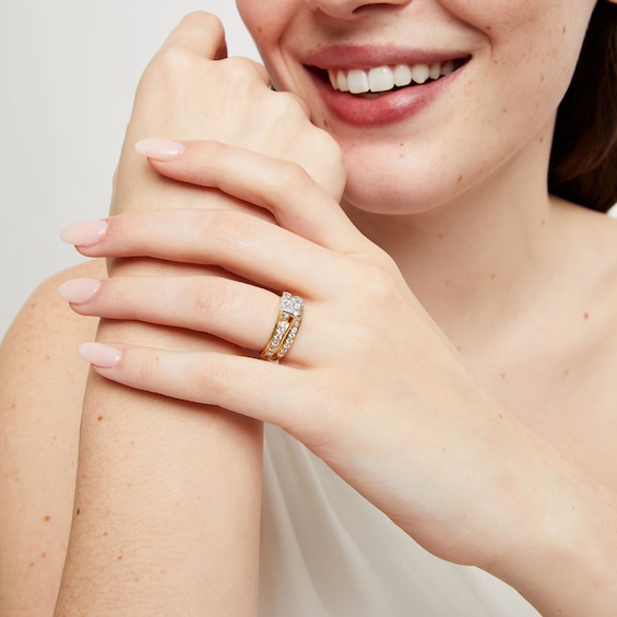 1-1/3 CT. T.w. Multi-Diamond Composite Bridal Set in 14K Gold