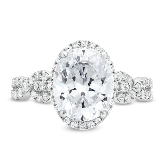 3-1/2 CT. T.w. Certified Oval Lab-Grown Diamond Frame Twist Shank Engagement Ring in 14K White Gold (F/Vs2)