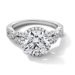 3-1/2 CT. T.W. Certified Lab-Grown Diamond Frame Twist Shank Engagement Ring in 14K White Gold (F/VS2)