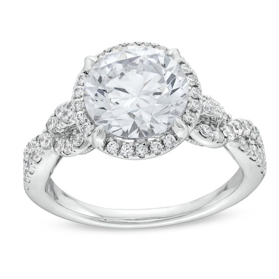 3-1/2 CT. T.w. Certified Lab-Created Diamond Frame Twist Shank Engagement Ring in 14K White Gold (F/Vs2)