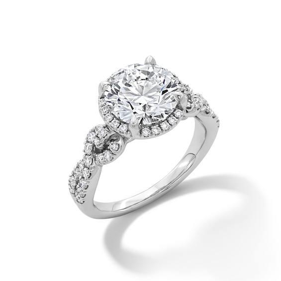 3-1/2 CT. T.w. Certified Lab-Grown Diamond Frame Twist Shank Engagement Ring in 14K White Gold (F/Vs2)
