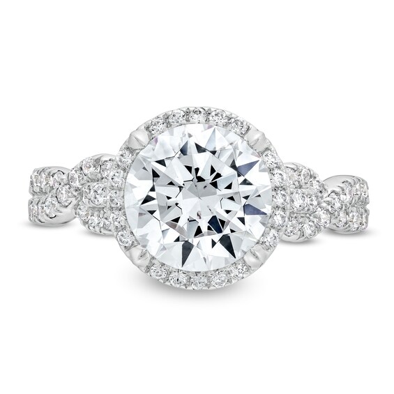 3-1/2 CT. T.w. Certified Lab-Grown Diamond Frame Twist Shank Engagement Ring in 14K White Gold (F/Vs2)