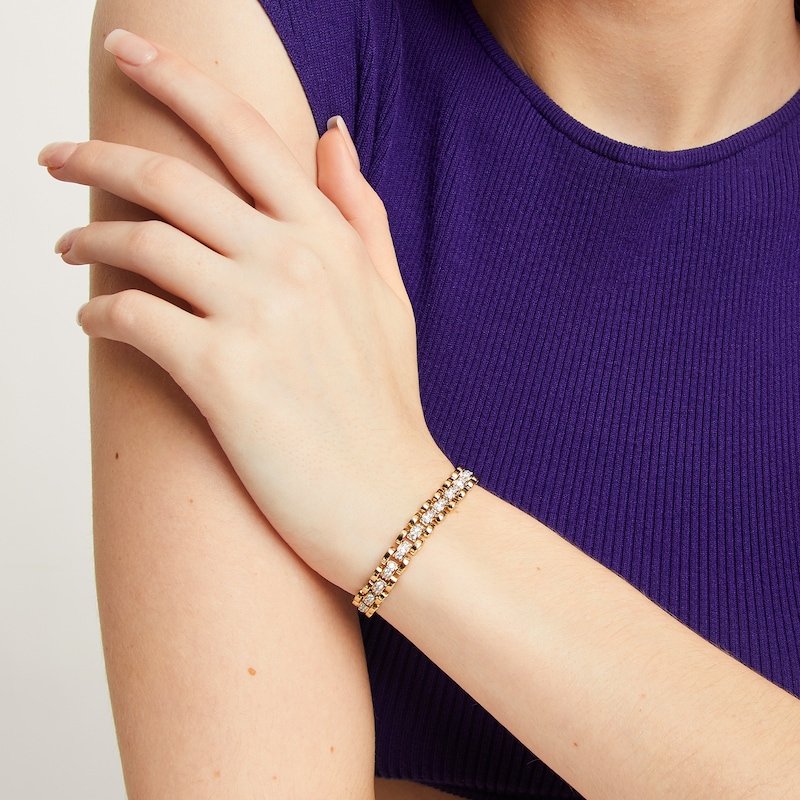 Main Image 2 of 2 CT. T.W. Diamond Link Bracelet in 10K Gold - 7"