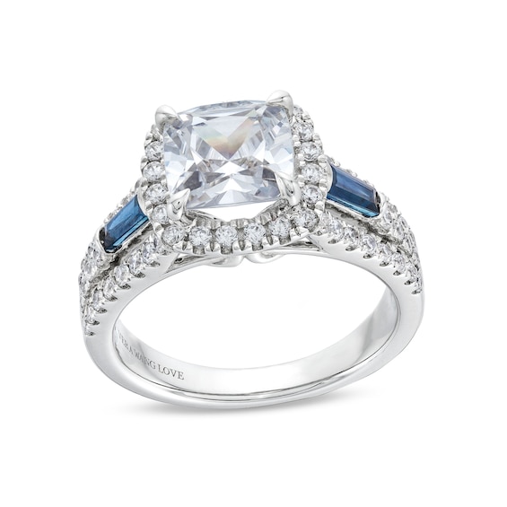 True Lab-Grown Diamonds by Vera Wang Love 2 CT. T.w. Cushion Framed Engagement Ring in 14K White Gold (F/Vs2)