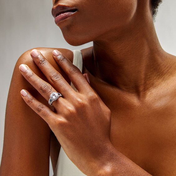 True Lab-Grown Diamonds by Vera Wang Love 2 CT. T.w. Cushion Framed Engagement Ring in 14K White Gold (F/Vs2)