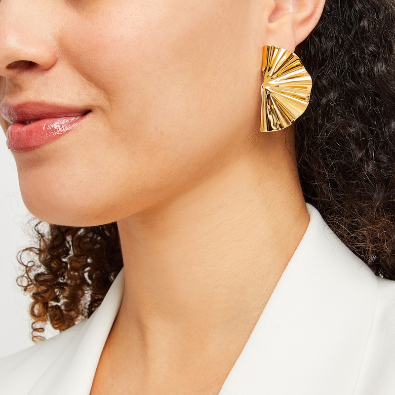 Main Image 2 of Zales x SOKO Bidu Fanned Stud Earrings in Brass with 24K Gold Plate
