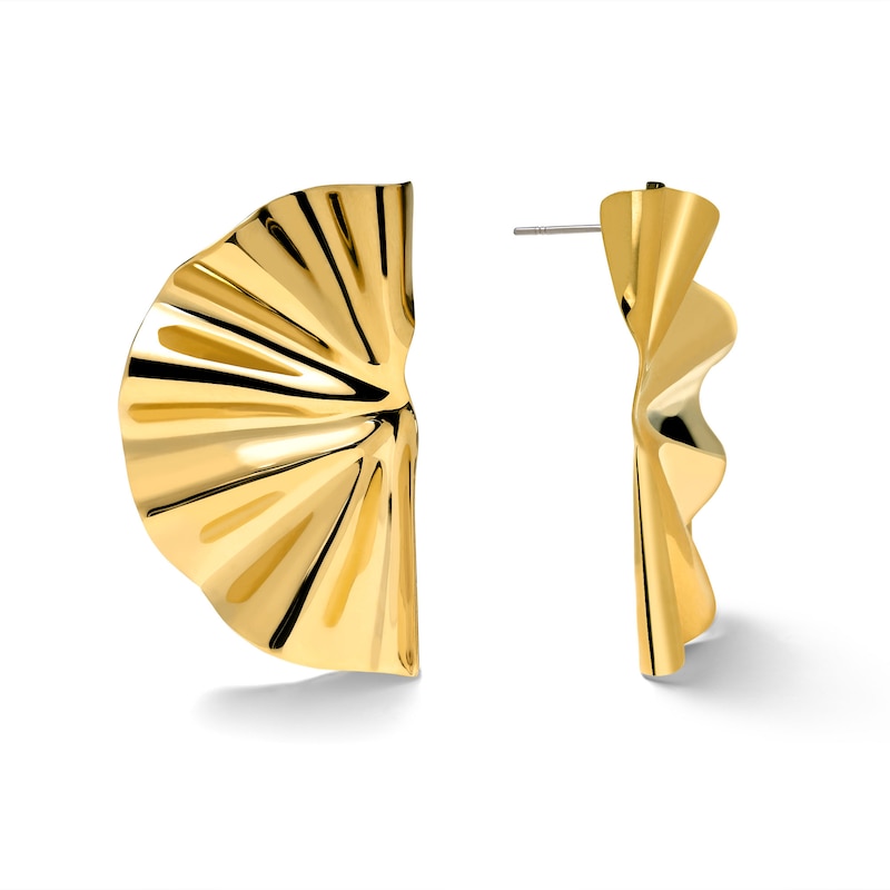 Main Image 3 of Zales x SOKO Bidu Fanned Stud Earrings in Brass with 24K Gold Plate