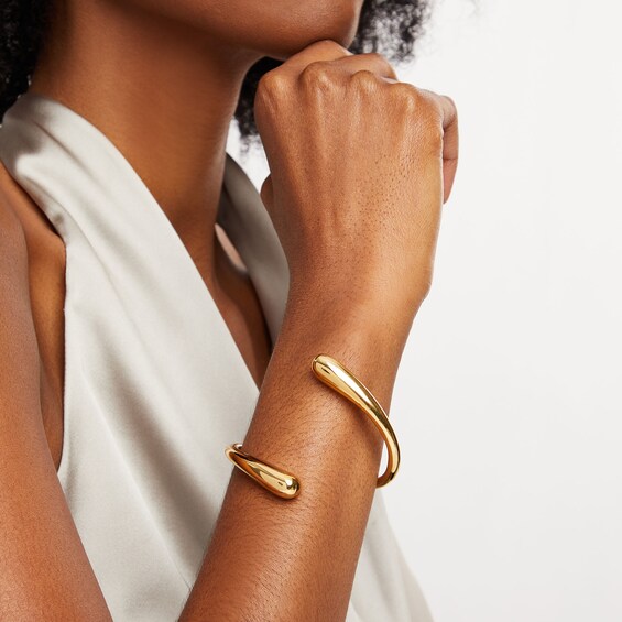 Zales x Soko Twisted Dash Cuff Bracelet in Brass with 24K Gold Plate