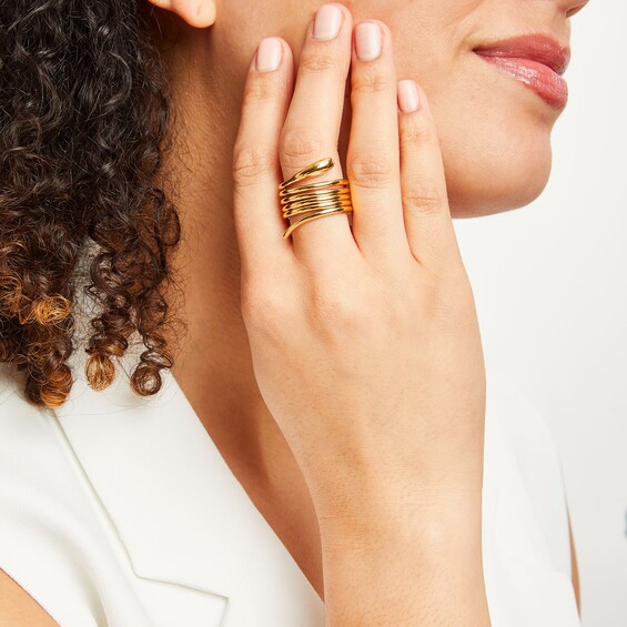 Zales x Soko Dash Coil Ring Brass with 24K Gold Plate
