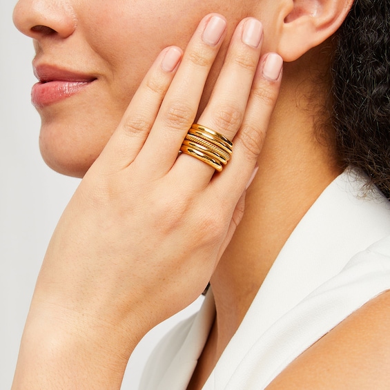 Zales x Soko Uzi Statement Ring in Brass with 24K Gold Plate