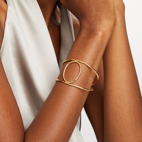 Zales x Soko Obiti Open Cuff Bracelet in Brass with 24K Gold Plate