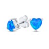 Thumbnail Image 1 of 5.0mm Heart-Shaped Blue Lab-Created Opal Solitaire Stud Earrings in Sterling Silver