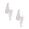Thumbnail Image 2 of Lab-Created Opal Solitaire Lightning Bolt Stud Earrings in Sterling Silver
