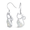 Thumbnail Image 1 of Lab-Created Opal Inlay Sitting Cat Drop Earrings in Sterling Silver