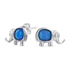 Thumbnail Image 1 of Oval Blue Lab-Created Opal Solitaire Elephant Stud Earrings in Sterling Silver