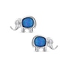 Thumbnail Image 2 of Oval Blue Lab-Created Opal Solitaire Elephant Stud Earrings in Sterling Silver
