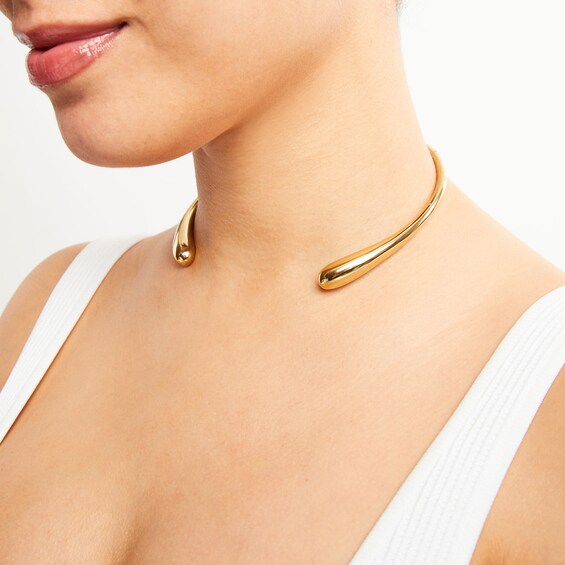 Zales x Soko Double Dash Choker Necklace in Brass with 24K Gold Plate