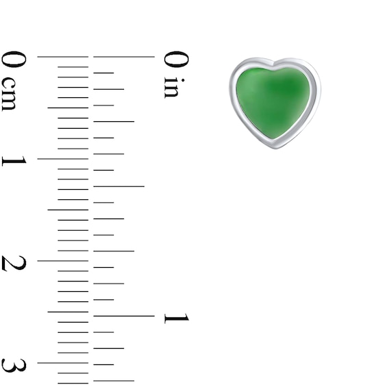 10.0mm Heart-Shaped Lab-Created Jade Solitaire Stud Earrings in Sterling Silver