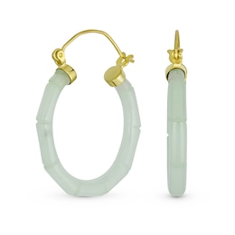 Jade Bamboo Hoop Earrings in Sterling Silver with 14K Gold Plate