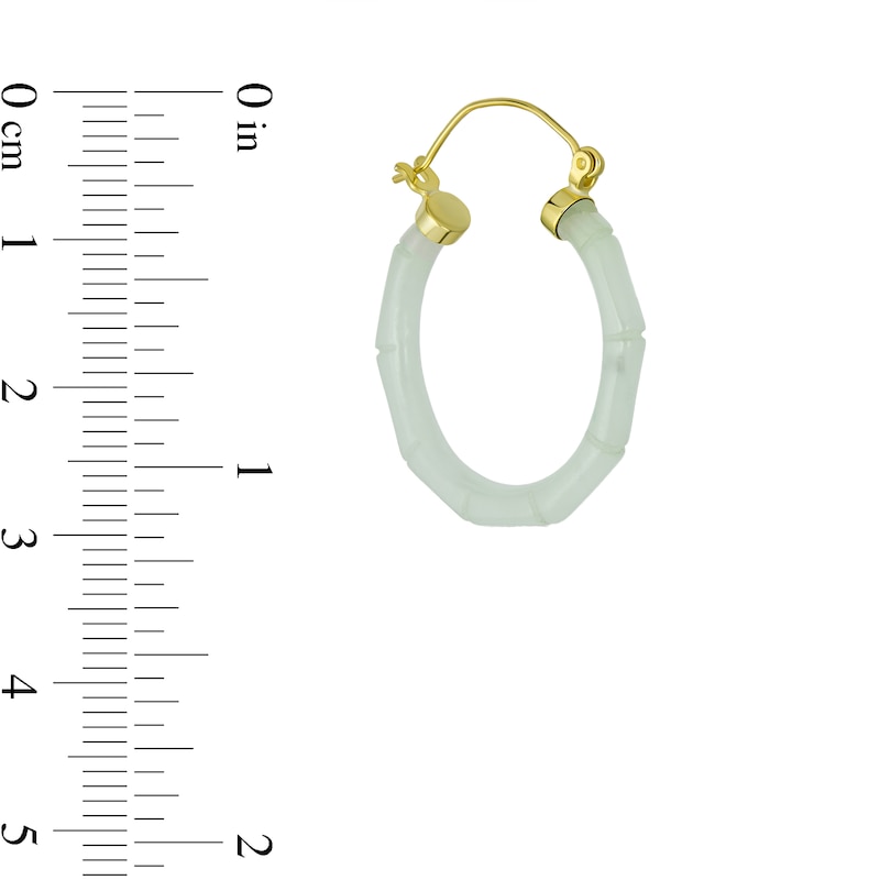 Main Image 3 of Jade Bamboo Hoop Earrings in Sterling Silver with 14K Gold Plate