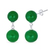Thumbnail Image 1 of 10.0mm Jade Double Ball Drop Earrings in Sterling Silver