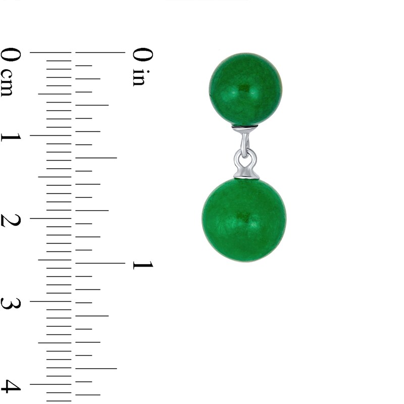 Main Image 3 of 10.0mm Jade Double Ball Drop Earrings in Sterling Silver