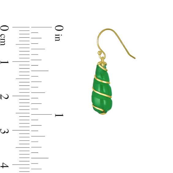 Pear-Shaped Jade Swirl Drop Earrings in Sterling Silver with 14K Gold Plate