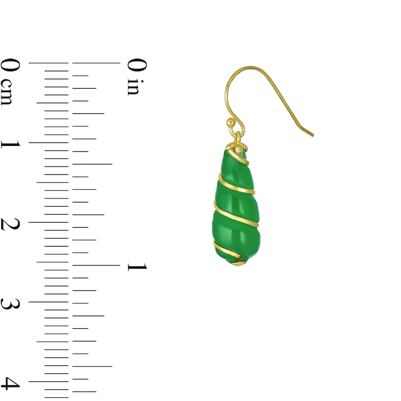Main Image 3 of Pear-Shaped Jade Swirl Drop Earrings in Sterling Silver with 14K Gold Plate