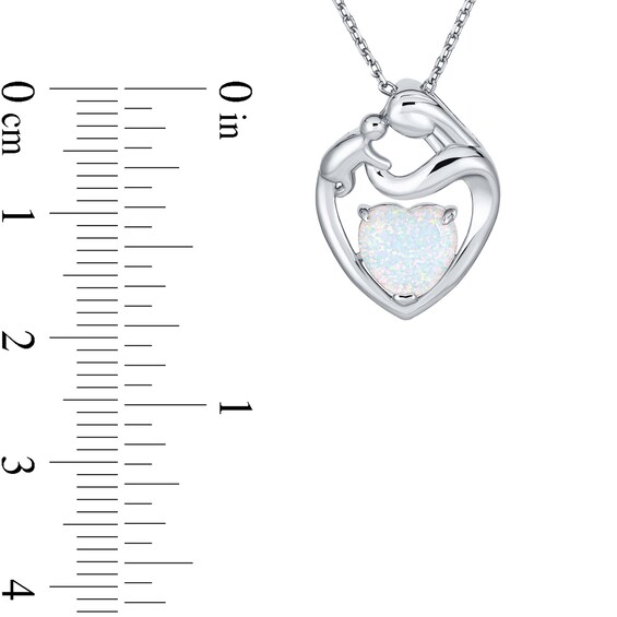 Heart-Shaped Lab-Created Opal Motherly Love Pendant in Sterling Silver - 16"