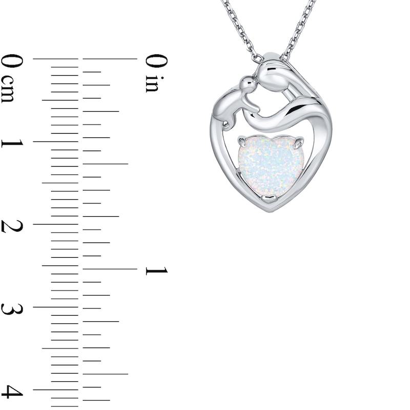 Main Image 3 of Heart-Shaped Lab-Created Opal Motherly Love Pendant in Sterling Silver - 16"
