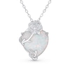 Thumbnail Image 1 of 12.0mm Heart-Shaped Lab-Created Opal and Cubic Zirconia Rose Overlay Pendant in Sterling Silver - 16"