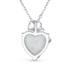 Thumbnail Image 2 of 12.0mm Heart-Shaped Lab-Created Opal and Cubic Zirconia Rose Overlay Pendant in Sterling Silver - 16"