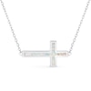 Thumbnail Image 1 of Lab-Created Opal Sideways Cross Necklace in Sterling Silver