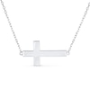 Thumbnail Image 2 of Lab-Created Opal Sideways Cross Necklace in Sterling Silver