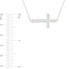 Thumbnail Image 3 of Lab-Created Opal Sideways Cross Necklace in Sterling Silver