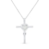 Thumbnail Image 1 of Heart-Shaped Lab-Created Opal Infinity Cross Pendant in Sterling Silver