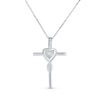 Thumbnail Image 2 of Heart-Shaped Lab-Created Opal Infinity Cross Pendant in Sterling Silver