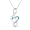 Thumbnail Image 1 of Blue Lab-Created Opal Inlay Treble Clef Music Note Pendant in Sterling Silver
