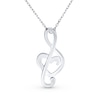 Thumbnail Image 2 of Blue Lab-Created Opal Inlay Treble Clef Music Note Pendant in Sterling Silver