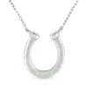 Thumbnail Image 1 of Lab-Created Opal Horseshoe Necklace in Sterling Silver