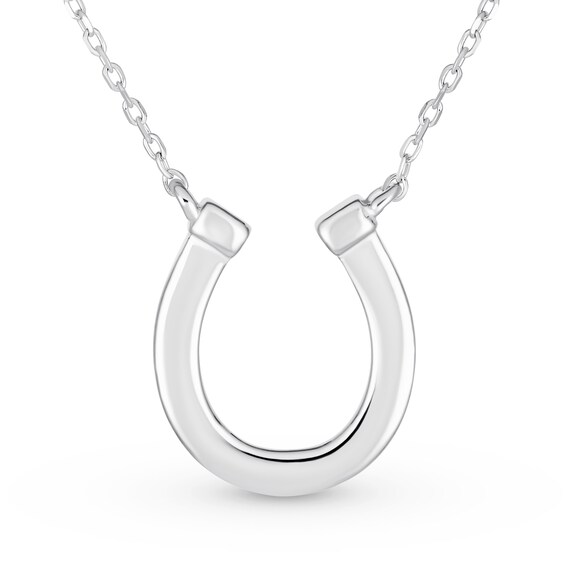 Lab-Created Opal Horseshoe Necklace in Sterling Silver