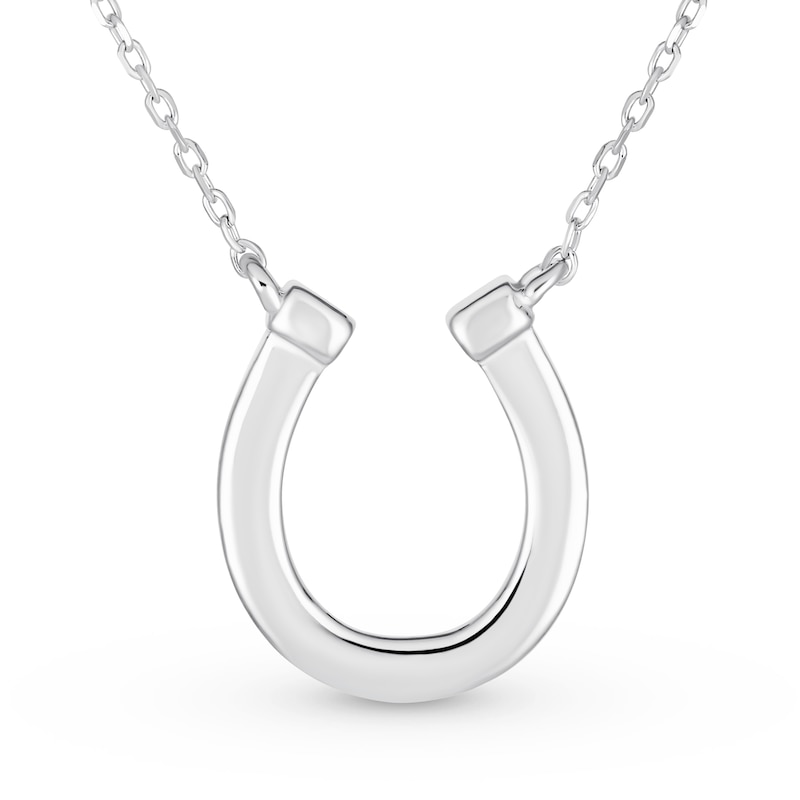 Main Image 2 of Lab-Created Opal Horseshoe Necklace in Sterling Silver